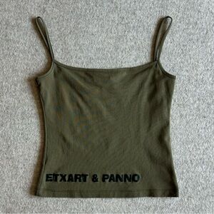 Etxart & panno khaki green cami top with logo on the front in black